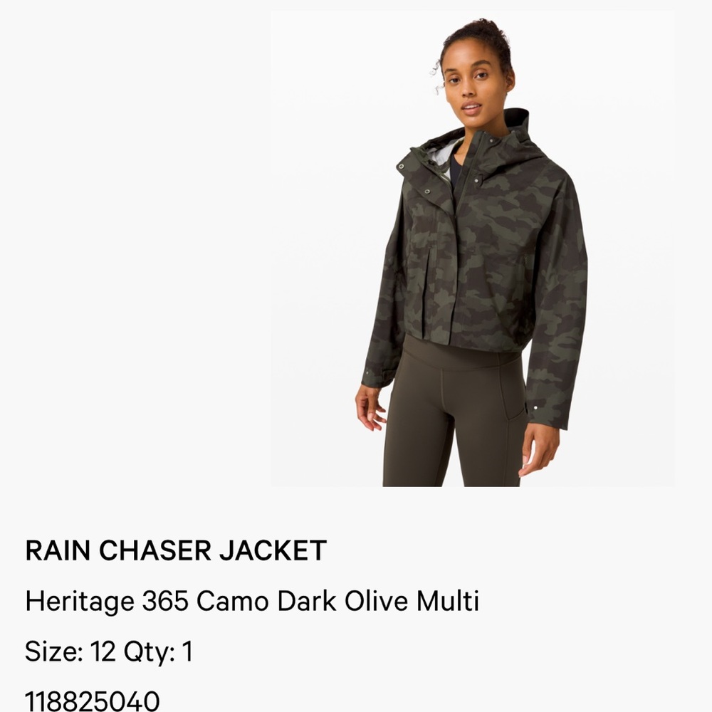 NWT Lululemon Rain Chaser Cropped Camo Jacket Sz12